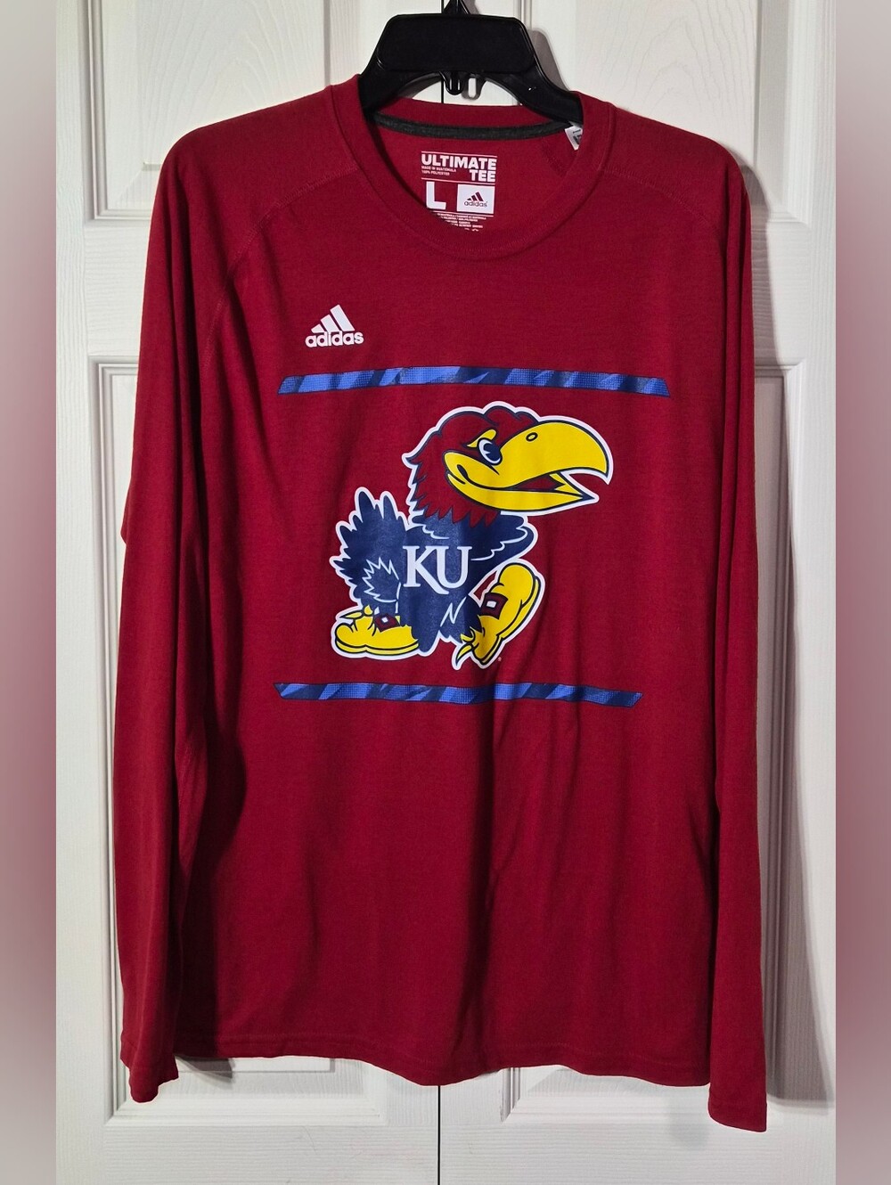 Men's Adidas Kansas Jayhawks Long Sleeve Ultimate Tee Sz. L